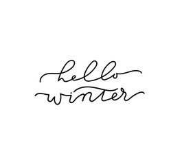 Hello winter inspirational card with lettering.