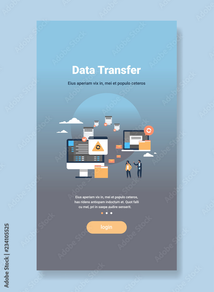 Poster data transfer synchronization computer connection database access network technology vertical copy s