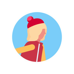 woman face avatar profile wearing winter clothes female cartoon character portrait isolated vector illustration