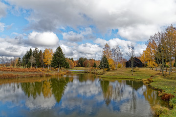 Fototapeta premium étang de Haute-Saône en automne