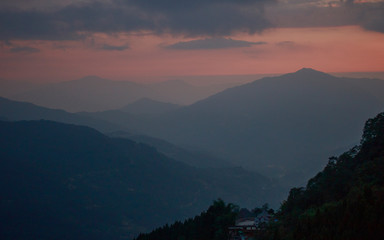 sunset in mountains