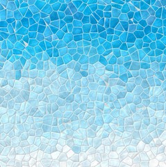 abstract nature marble plastic stony mosaic tiles texture background with gray grout - sky blue white gradient colors