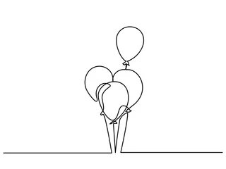 Fototapeten Continuous one line drawing. Abstract air balloons © Valenty