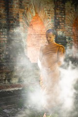 Fototapeta na wymiar Priest walk meditation