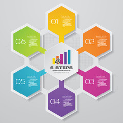 simple&editable 6 steps process. Simple&Editable abstract design element. Vector.	