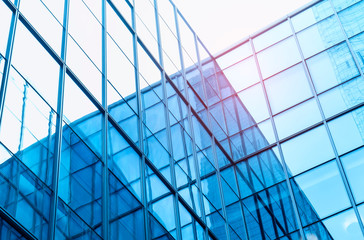 Fototapeta premium transparent glass wall of office building