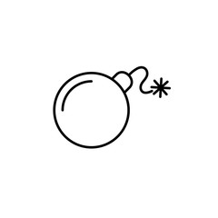 bomb cyber attack symbol line black icon on white background