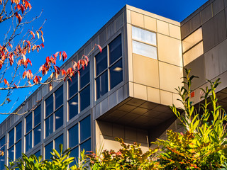Modern office building with windows and blue sky. Bracknell Forest Berkshire