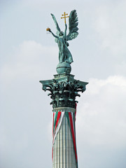 Millennium Monument on the Heroes' Square or Hosok Tere in Budapest, Hungary.