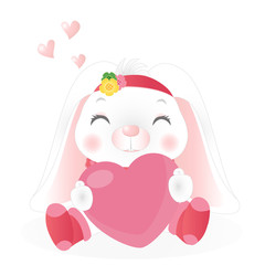 Cute cartoon bunny. Vector illustration.
