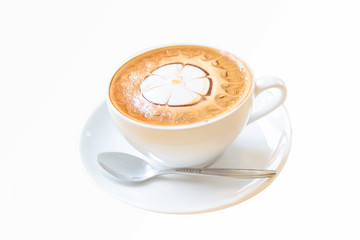 hot cappuccino on white background