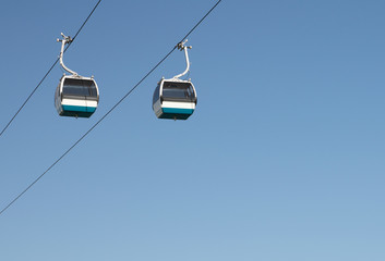 Cable Cars Against Blue Sky