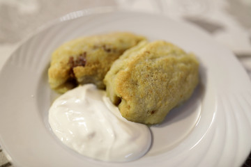Potato pancakes stuffed with meat