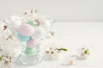 Easter composition with chocolate eggs