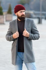 Stylish modern outfit hat bright accessory. Hipster outfit. Stylish casual outfit for fall and...