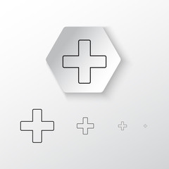 vector line icons, sign and symbols in flat design on paper cut circle and hextagon shape medicine and health 