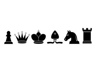 Chess pieces icon. Vector illustration, flat design.