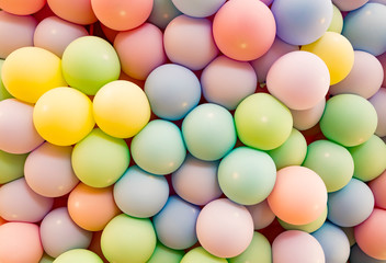 Background of a set of colored balloons on the sky background
