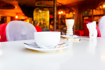 morning coffee in a cozy cafe