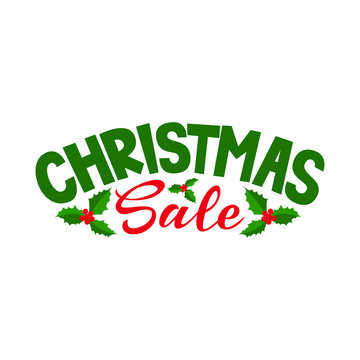 Christmas Sale Holiday Sale hand lettering banner. Vector illustration.