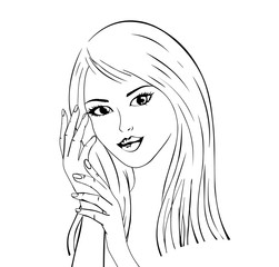 girl with long hair  skin care