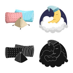 Vector design of dreams and night sign. Set of dreams and bedroom stock vector illustration.