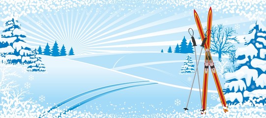 skiing winter background