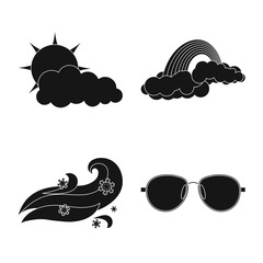 Isolated object of weather and climate sign. Collection of weather and cloud stock symbol for web.
