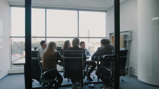 Group of people working in the office. Teamwork