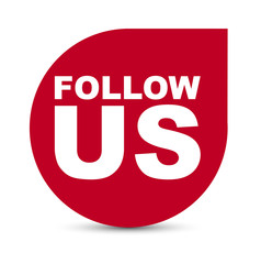 red vector banner follow us