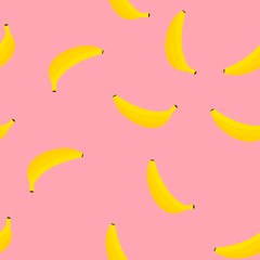 Pink Banana seamless pattern. Vector illustration.