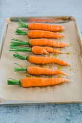 Bunch of Fresh Carrots with Green Tops