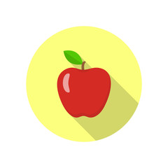Red apple icon, symbol. Vector illustration in flat design.