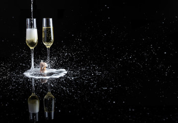 Champagner mit Spritzer, Tropfen für eine Feier