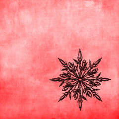 Snowflake on Abstract Red Background