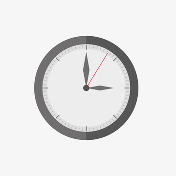 Gray wall-clock icon in flat design. Vector illustration.