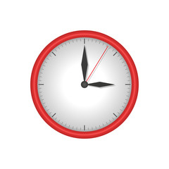 Red wall-clock office icon. Vector illustration.
