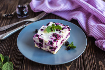 Delicious homemade cottage cheese casserole with berries on a plate