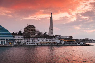 Sevastopol under colorful evening sky