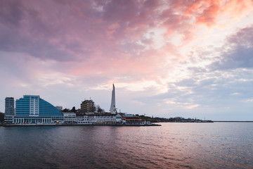 Fototapeta premium Sevastopol skyline under colorful sky