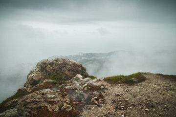 Foggy mountain landscape, Foros district