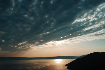 a beautiful sunset on the sea