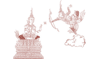 Thai tradition painting,Thai tattoo, vector