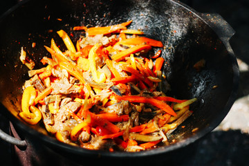 Uzbek pilaf in kazan