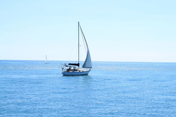 Obraz premium Sail boat in mediterranean sea, France