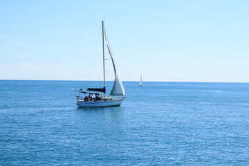 Obraz premium Sail boat in mediterranean sea, France