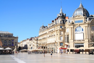 Obraz premium Comedy square in Montpellier, city in southern France and capital of the Herault department