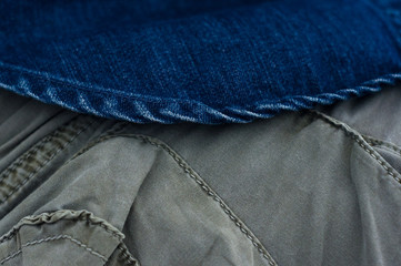 clothing items washed cotton fabric texture with seams