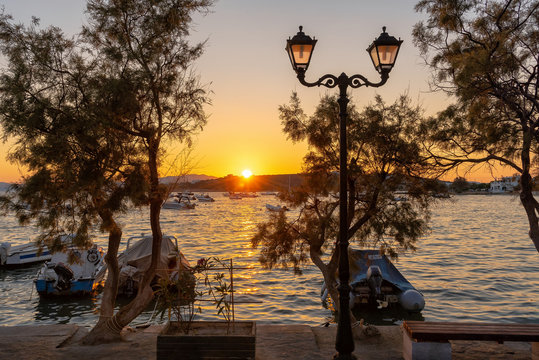 Aliki beach at sunset - Cyclades island - Aegean sea - Aliki Paros - Greece
