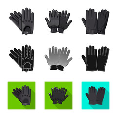 Fototapeta premium Vector design of glove and winter logo. Collection of glove and equipment stock vector illustration.